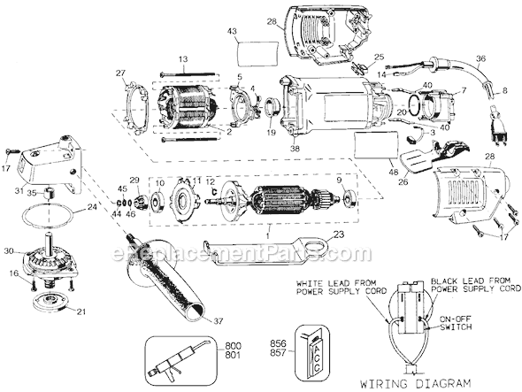 Page A Diagram and Parts List for 4247-90 Type 101 Black and Decker Angle Grinder